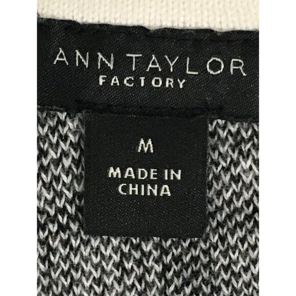 Ann Taylor Factory Womens Cardigan Sweater Size M Brown White Check Button Down - Picture 7 of 13